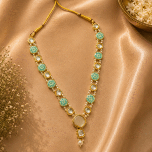 Divine Aqua Floral Mirror Stone Haar - Vastram by Monika