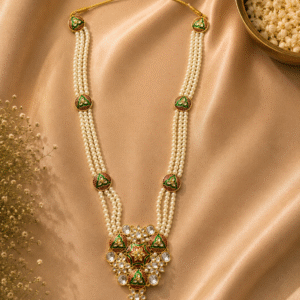 Divine Emerald Pearl Pendant Haar - Vastram by Monika