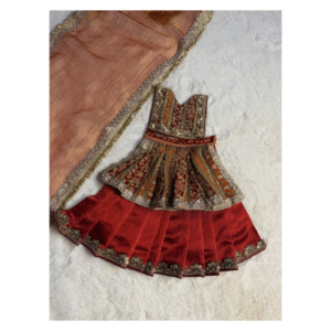 Royal Maroon Designer Mata Rani Vastra Set with Embroidered Dupatta | Premium Handmade Devi Shringar Dress