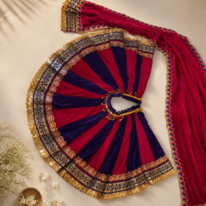 Royal Magenta & Navy Blue Mata Rani Lehenga Vastra Set with Designer Dupatta | Premium Handmade Devi Shringar Dress