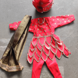Royal Pink Mirror Work Ganshyam Maharaj Vastra with Matching Safa & Shawl – Premium Handmade Divine Dress Set