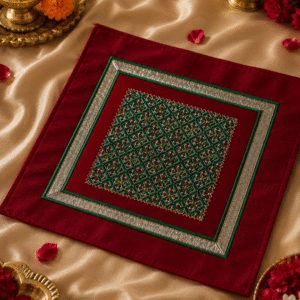 Handcrafted Decorative Pooja Chowki Cloth (Aasan) – Premium Embroidered Velvet Mat