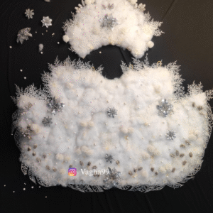 Snowflake Theme Cotton Poshak Set with Silver Glitter Accents – Winter Wonderland Salangpur Vastra
