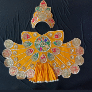 Mustard Yellow Gota Patti Poshak Set with Multicolor Petal Embroidery – Handcrafted Salangpur Vastra