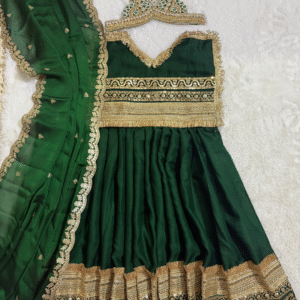 Premium Green Mata Rani Vastra Set with Designer Mukut & Chunri | Handmade Durga Maa Shringar Dress