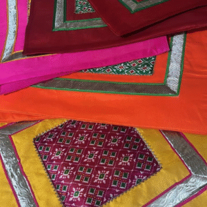 Traditional Velvet Pooja Chowki Cloth (Aasan) – Assorted Colors with Embroidered Center Panel