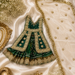 Shree Mata Raani Green Pearl Embroidered Vastra Set with Cream Dupatta